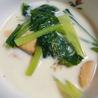 小松菜と鮭の豆乳スープ(^^)
